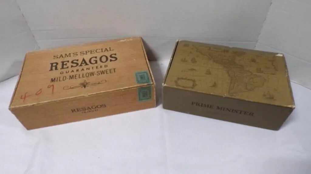 Vintage Cardboard Boxes of Different Brand Cigars