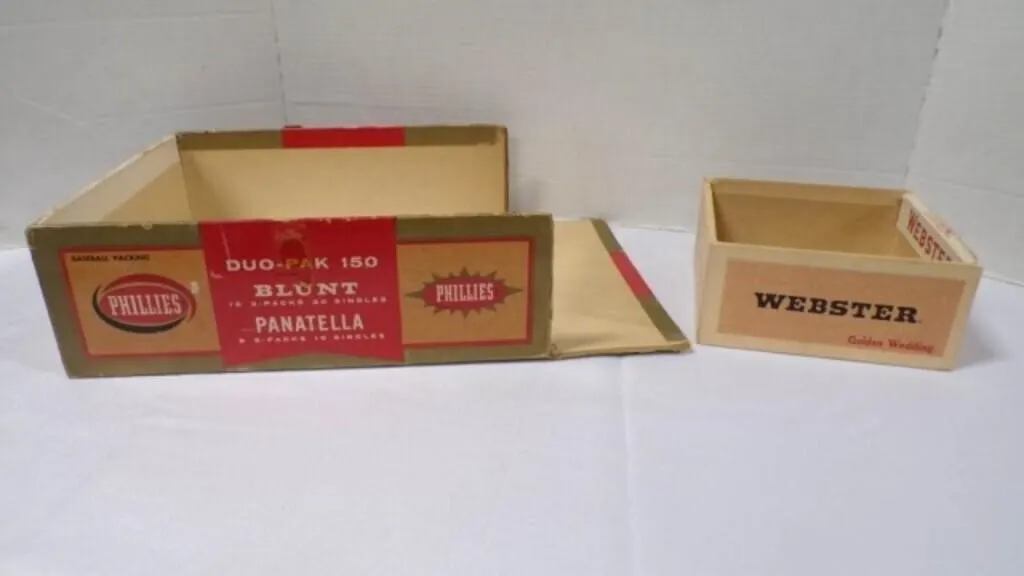2 Vintage Cardboard Cigar Boxes Top Covers Missing