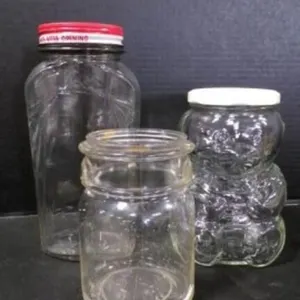 3 Vintage Glass "Grocery Store" Bottled Jars
