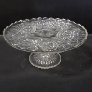 Vintage Floral Etched Glass Footed Cake/Pie Stand