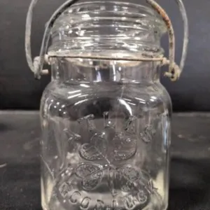 2 Vintage Atlas Good Luck Mason Jars w/Bail Lids