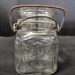 2 Vintage Glass Mason Jars w/Wire Bails NO LIDS