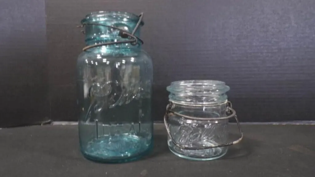 2 Vintage Glass Mason Jars w/Wire Bails NO LIDS