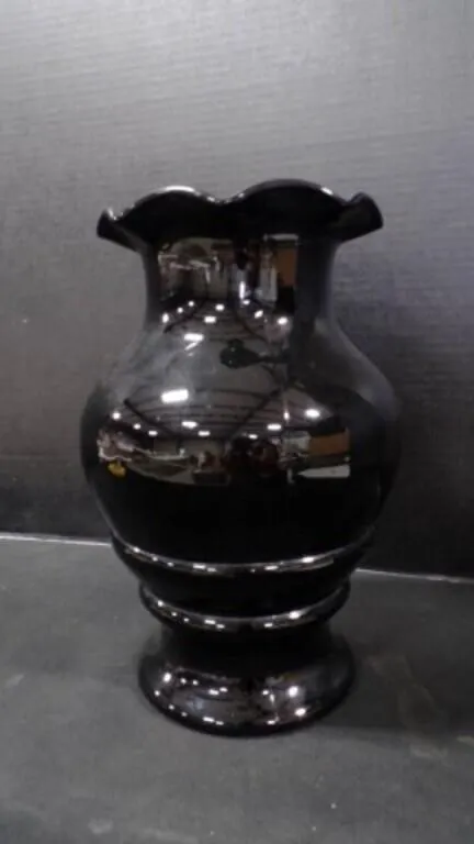 Vintage Louie Glass Co. Black Amethyst Glass Vase