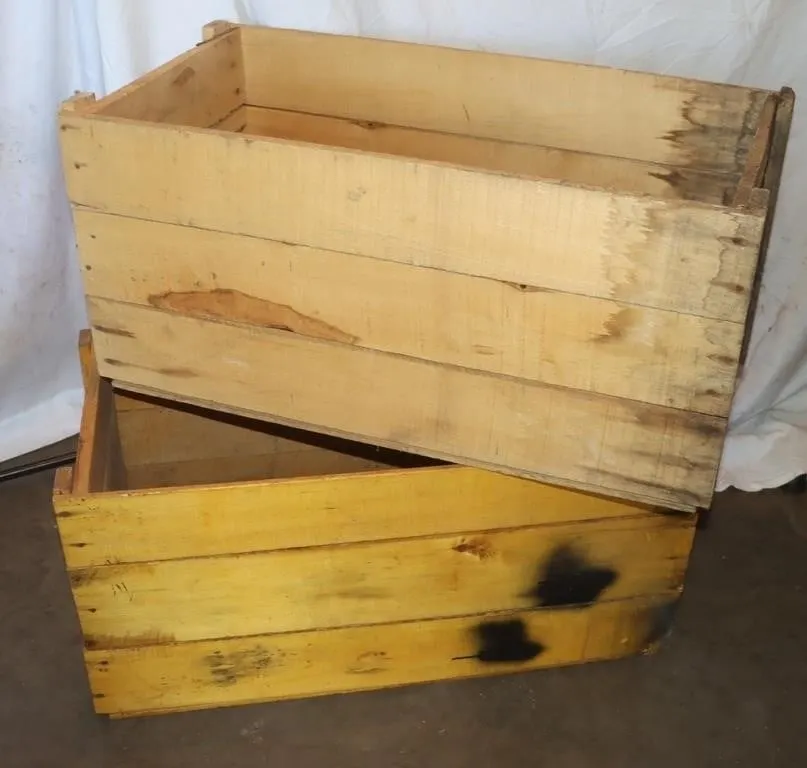 2) Wooden Storage Crates 32" x 15.5" x 15.25"
