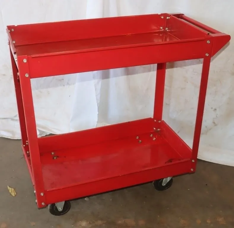 Red Metal Rolling Utility Cart, 30"x16"w x 31"tall