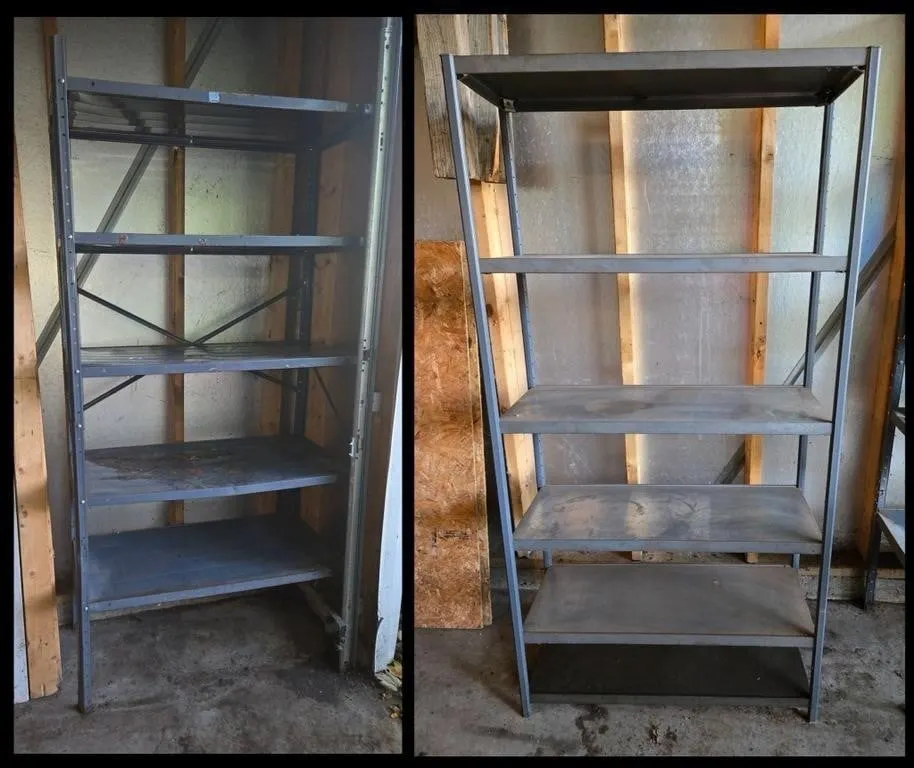 2 Metal Shelves, 37x18x73", 31x12x60"