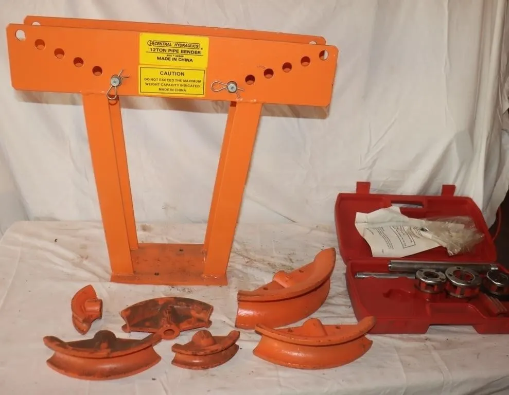 12-Ton Pipe Bender & Pipe Threading Kit