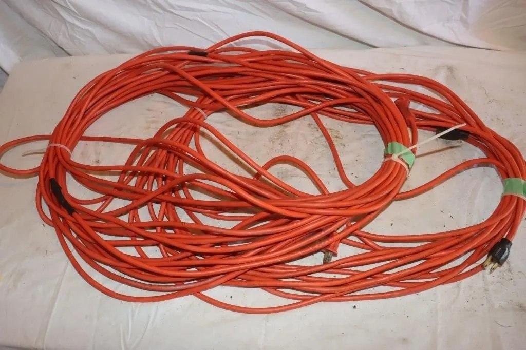 2 Heavy-Duty Orange Extension Cords