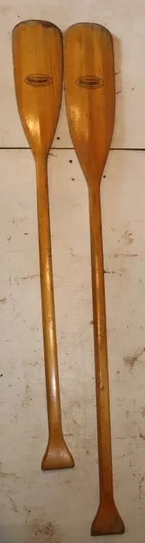 2 Feather Brand Wooden Canoe Paddles