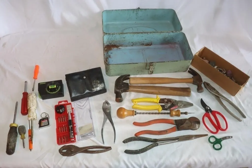 Hammers, Pliers, Screwdrivers, Snips, Drill Bits,
