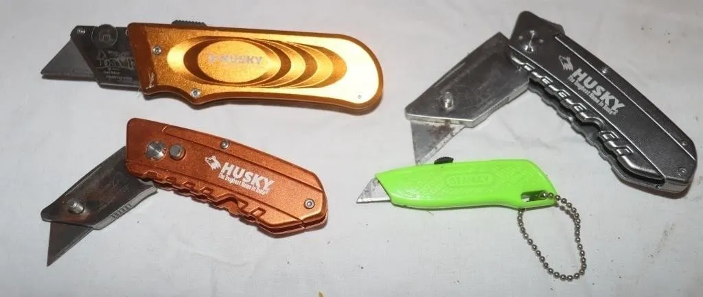 3 Husky Folding Utility Knives &