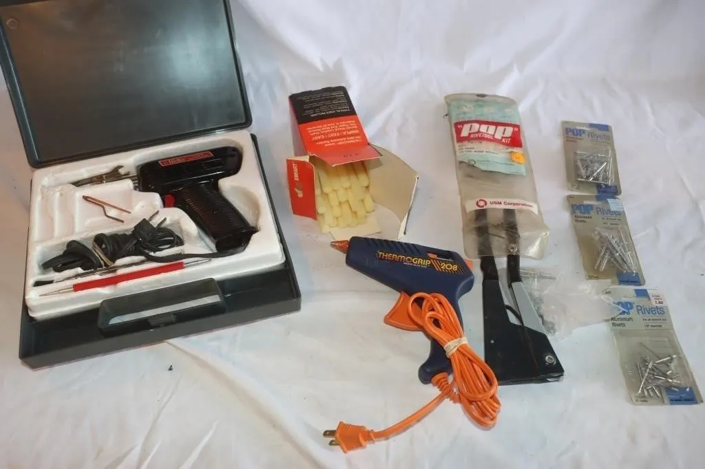 Soldering Gun, Glue Gun, & Rivet Tool w/