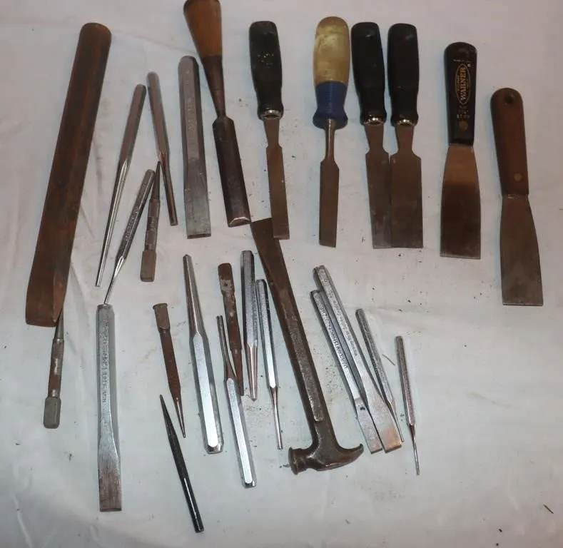Chisels, Punches, Scrapers, And Hammer