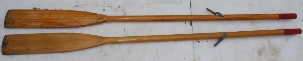 2 Wooden Oars w/ Oarlocks, 71" Long