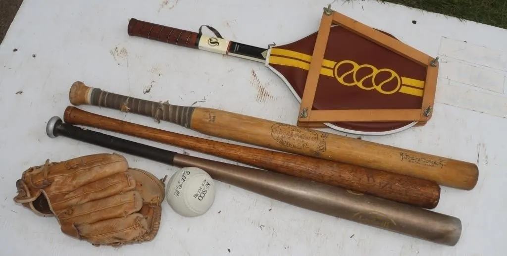 Racket, Bats, Baseball, & Glove