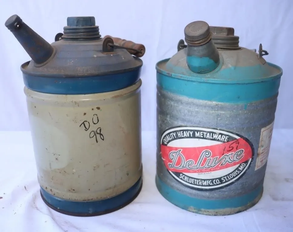 2 Vintage Metal Gas Cans: