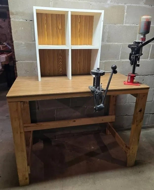 Wood Table w/ White Shelf, NO CONTENTS ;
