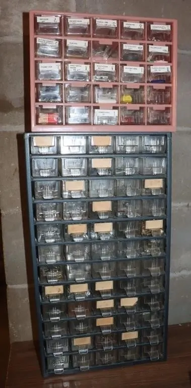 2 Plastic Hardware Organizers w/ Hardware