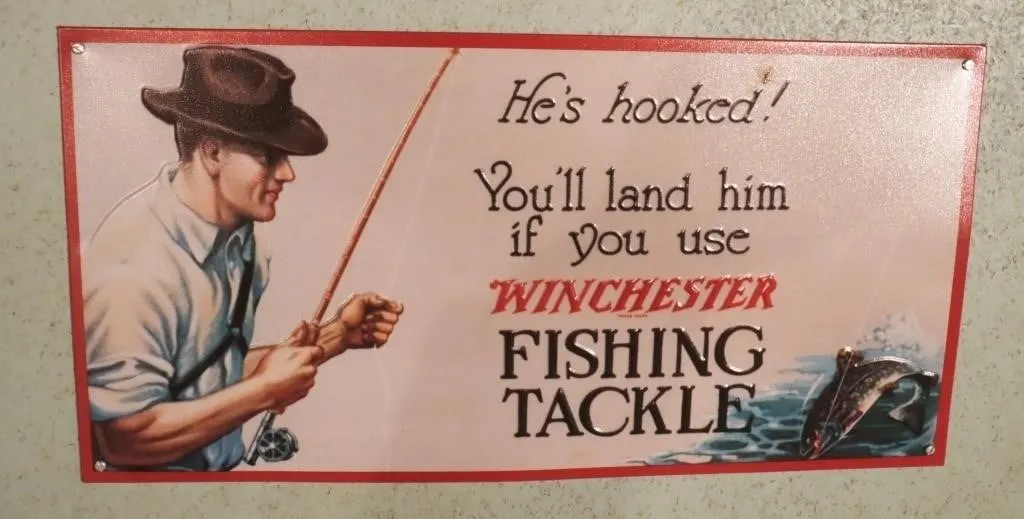 Winchester Fishing Tackle Metal Sign