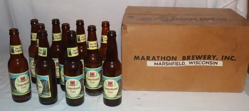 Vintage Marathon Brewery Beer Bottles, &