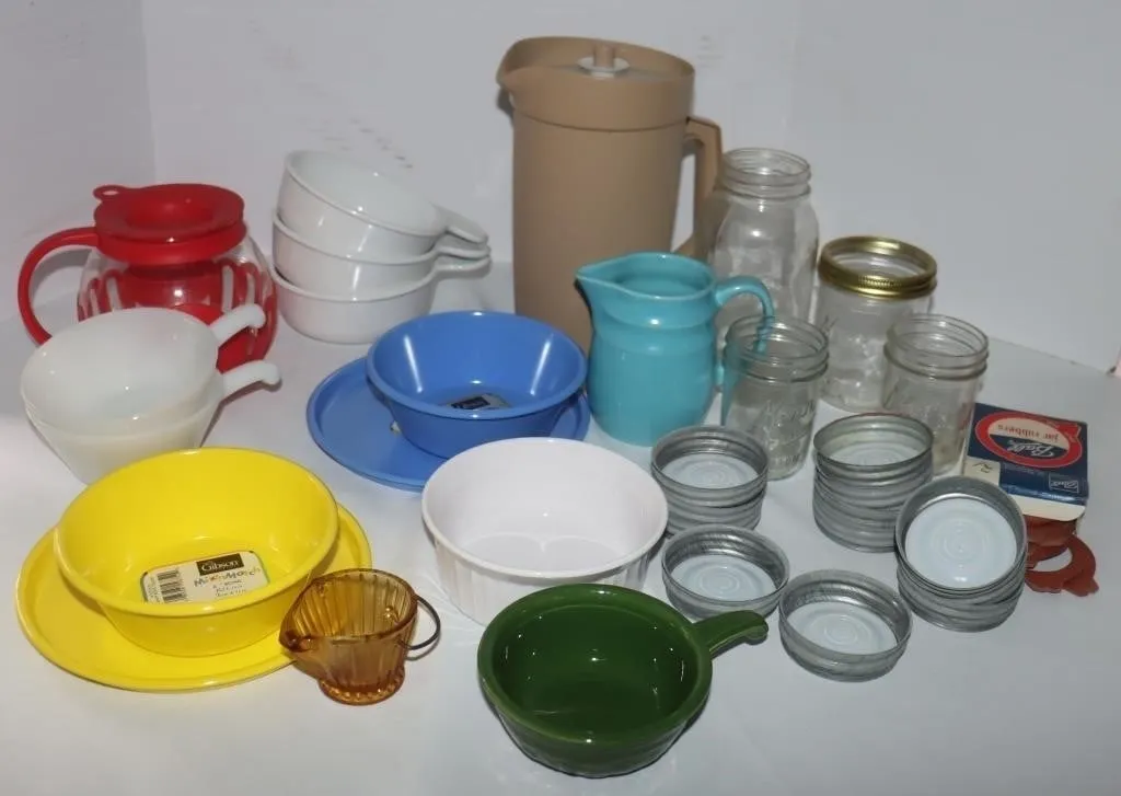 Kitchenware w/ Glass Jars & Canning Supplies: