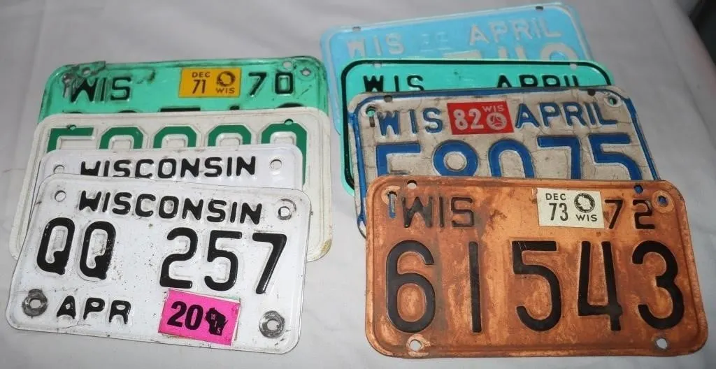 8 Wisconsin Motorcycle License Plates