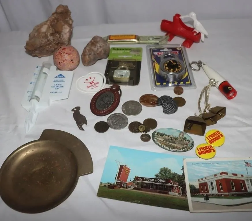 Padlocks, Postcards, Tokens, Pins, Bells,