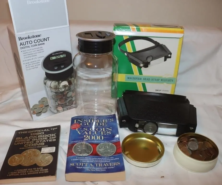 Coin Bank, Coin Books, Coins,
