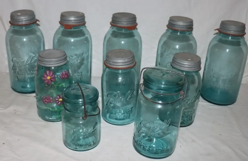 Ball Blue Glass Canning Jars
