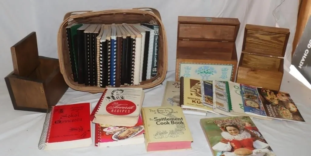 Vintage Recipe Books & Wooden Boxes