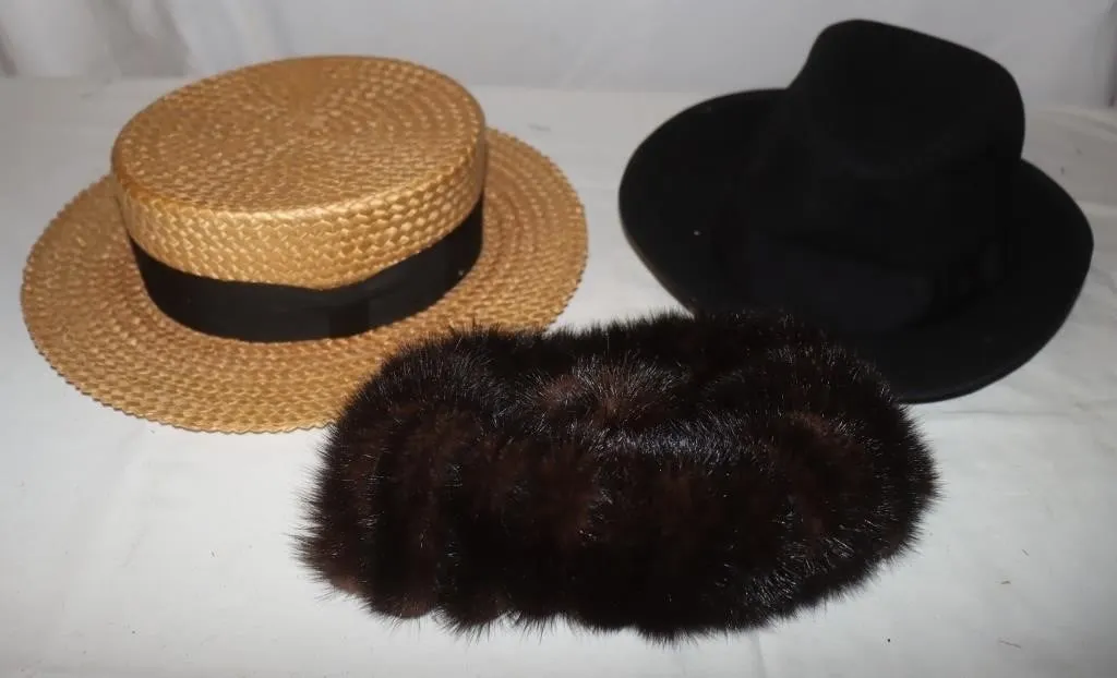 Paragon Straw Boater, Portis Fedora, Fur Hat