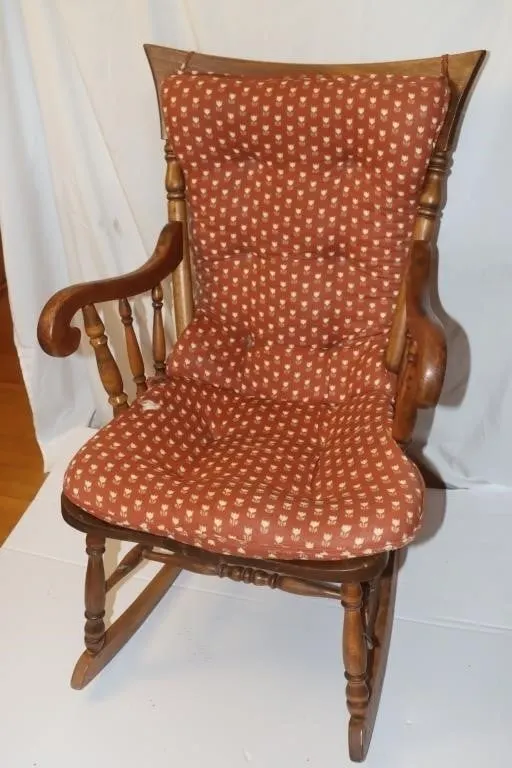 Wooden Rocking Chair w/ Floral Cushion