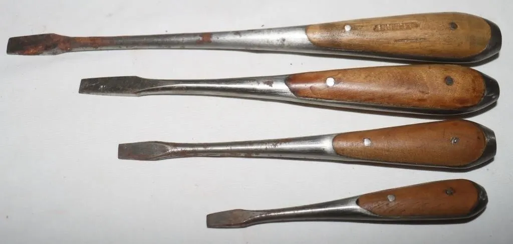4 German Wood Handle Screwdrivers