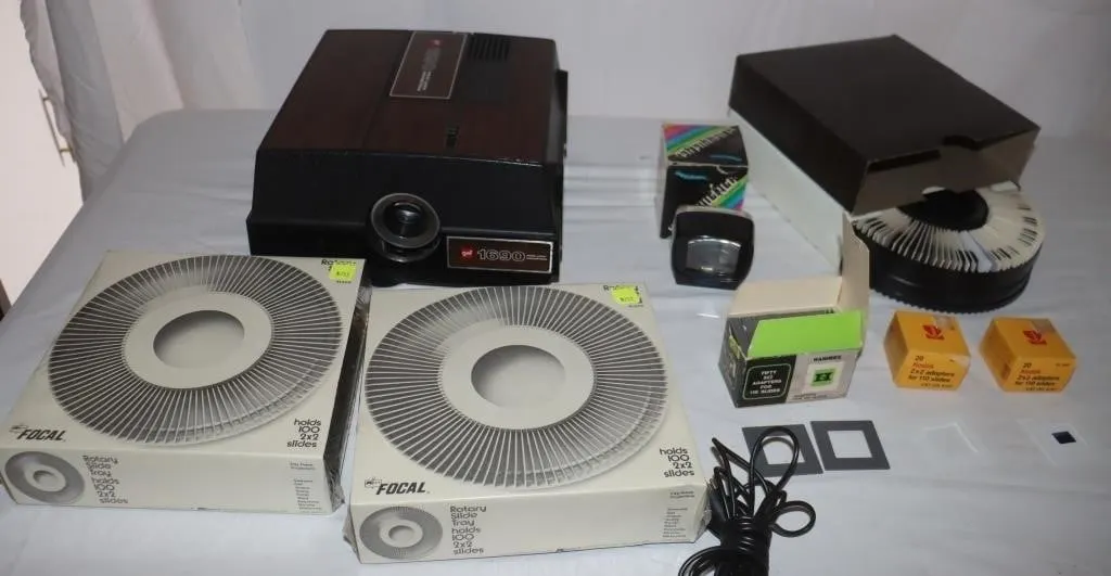 GAF 1690 Slide Projector & Accessories