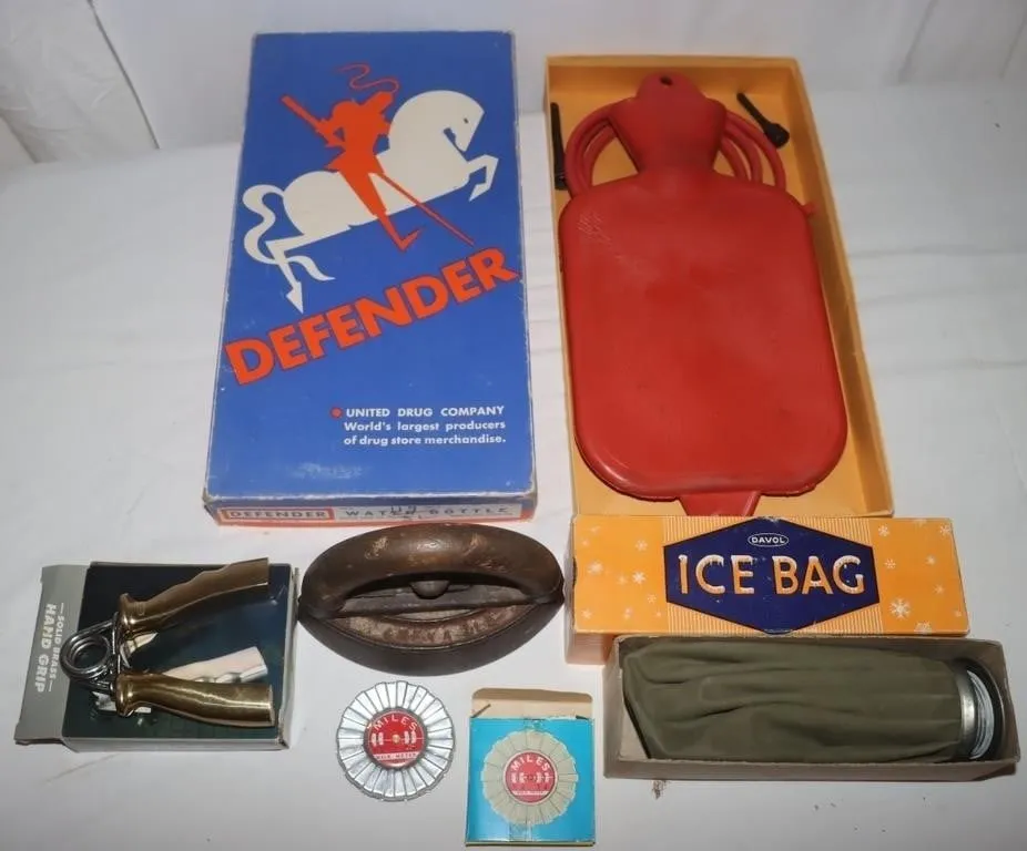 Defender Water Bottle, Davol Ice Bag,