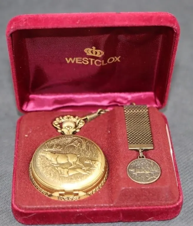 Westclox Pocket Watch w/ Hunting Scene