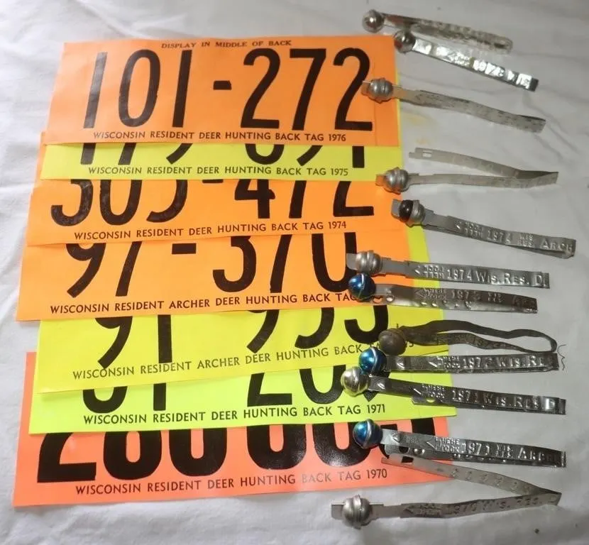 Wisconsin Deer Hunting Back Tags & 1970's Tags