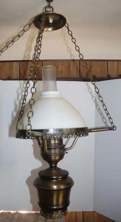 Hanging Lamp w/ Milk Glass Shade