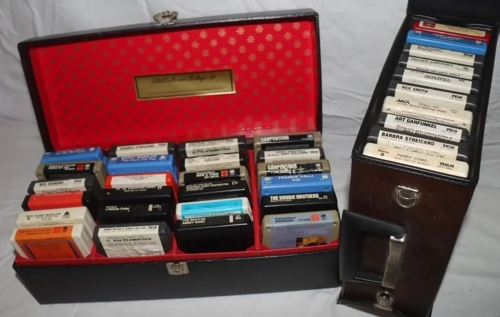 8-Track Music Tapes w/ Carrying Cases