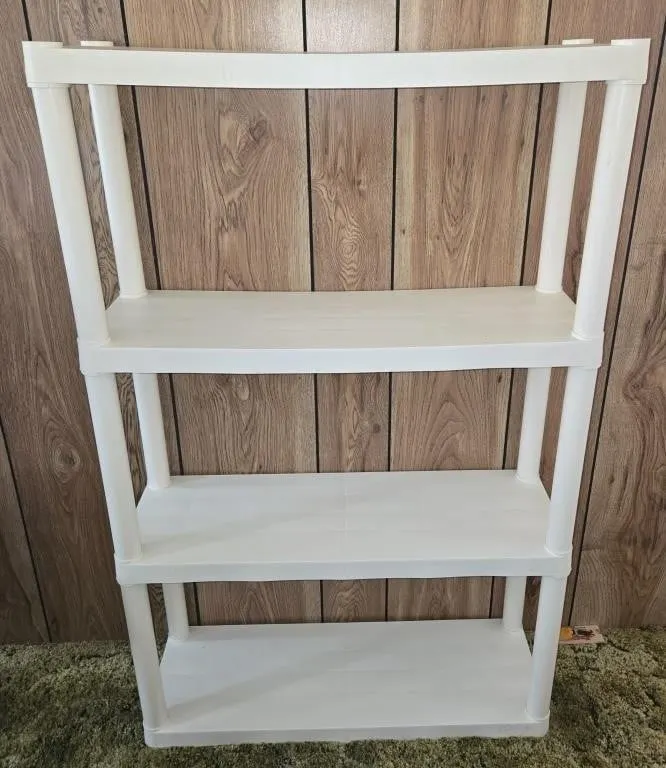 White Plastic 4 Tier Shelf 30x10x46.5"