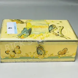 vintage tin w/ various old papers