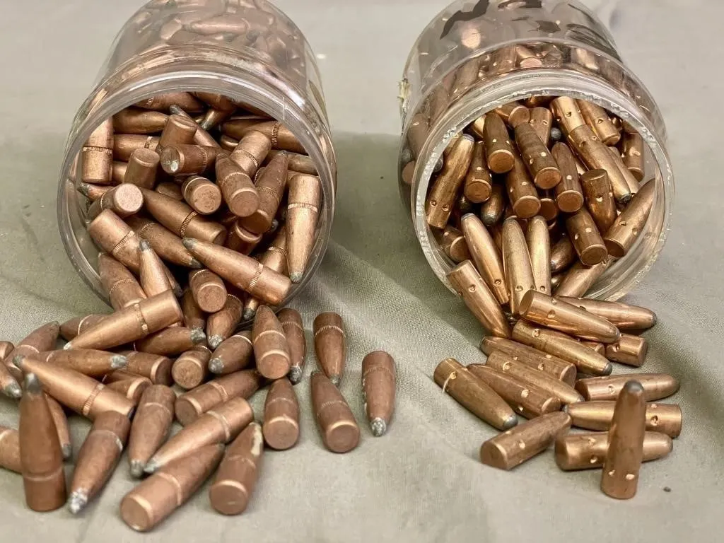 Two types of copper-jacketed, soft point lead