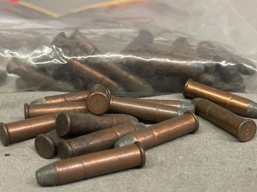 Bag of 37 vintage .22 cal. auto cartridges.