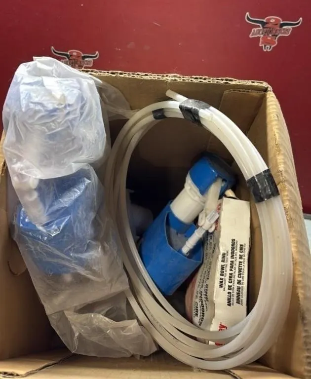 Box Asst. Toilet Tank Valves & Supplies.