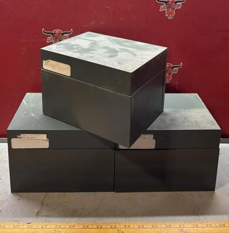 3, Metal Storage Boxes 9”Lx6.6”Wx6”D.