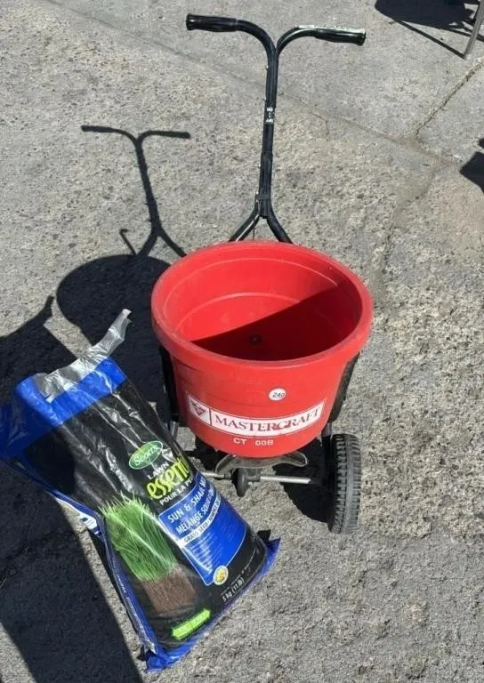 Mastercraft Grass Seed Spreader w/Grass Seed.