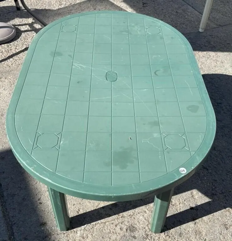 Plastic Outdoor Dinning Table 35”Lx55”Wx28”H. *C