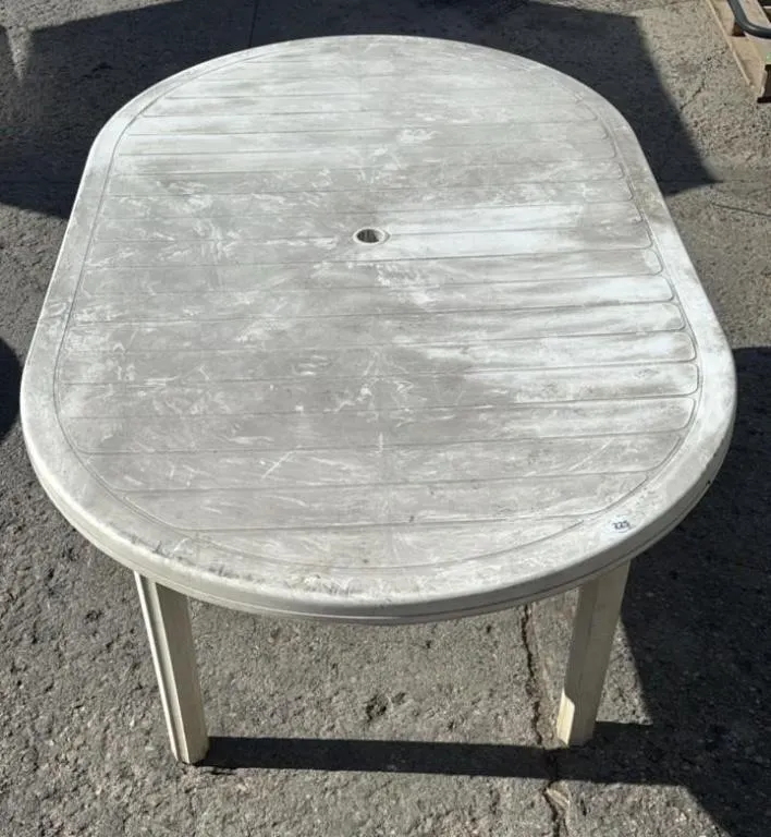 Plastic Outdoor Dinning Table 38”Lx62”W2x8”H. *C