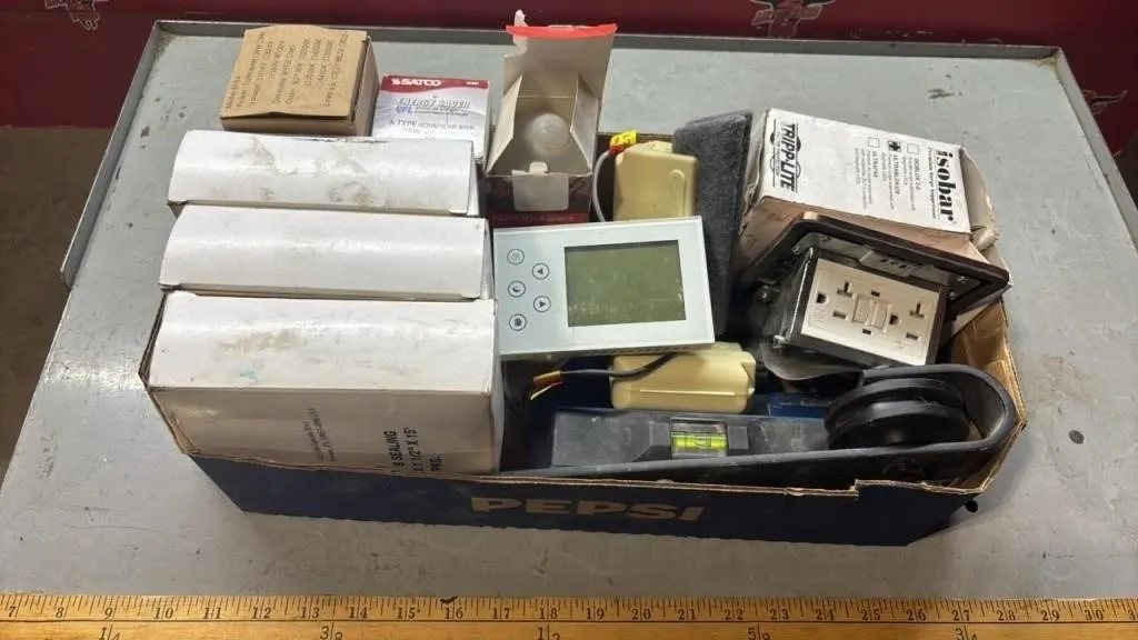 Box of Asst. House Hold Items-Outdoor Outlet,